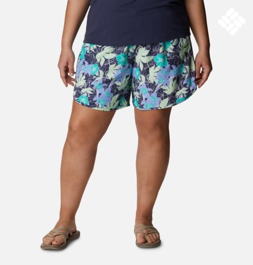 Women's Columbia Bogata Bay Stretch Printed Shorts Flower | Plus Size CA-I6A50